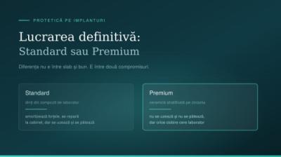 Lucrarea definitivă pe implanturi: Standard sau Premium, ce diferă și cum alegi