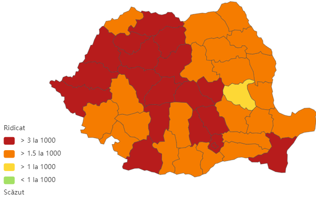 Judetele cu cea mai mare rata de infectare la mia de locuitori. In Timis sunt 30 de focare active de COVID-19!